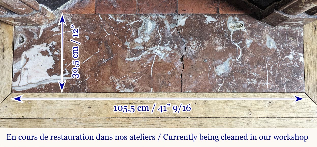 Louis XIV style fireplace in Rouge du Nord marble-8