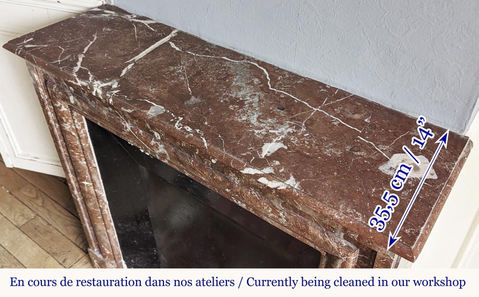 Louis XIV style fireplace in Rouge du Nord marble-9