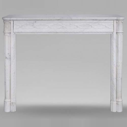 Louis XVI style Carrara marble mantel with half-columns