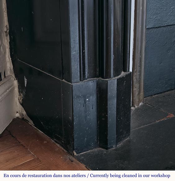 Louis XIV style mantel in fine black marble-4