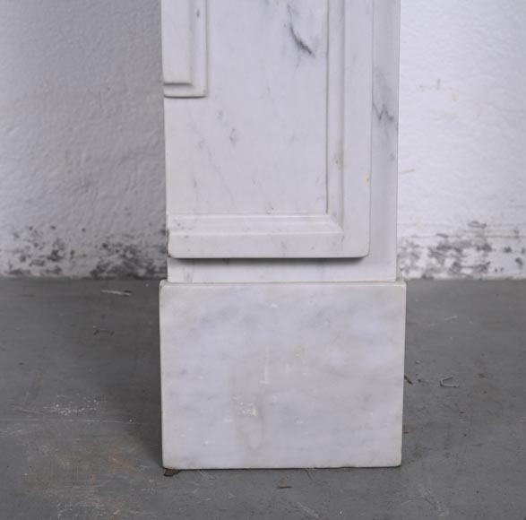 Small Louis XVI style mantel with carved drapery in carrare marble-8