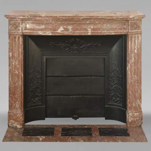 Louis XVI style curved mantel in Northern Red marble