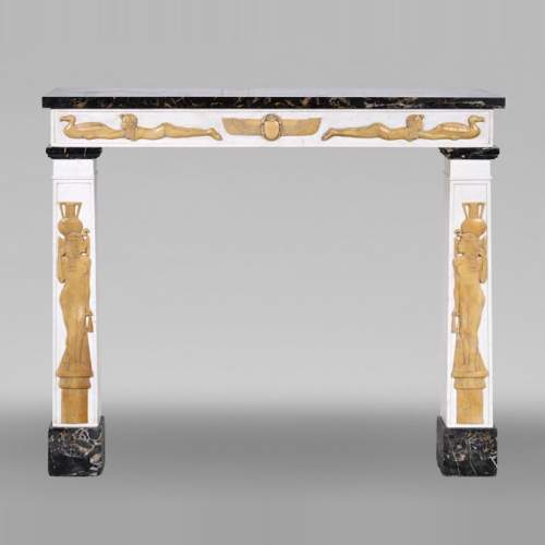 Mantelpiece Adorned with Egyptian-Inspired Motifs, circa 1830