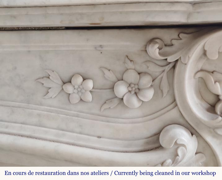 Louis XV style mantel in highly carved Carrara marble-4