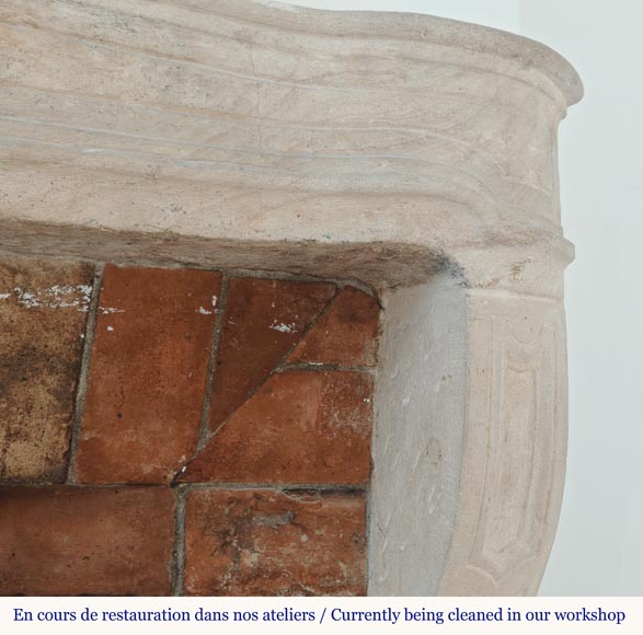 Louis XV period Burgundian mantel carved in stone with palmette motif-9