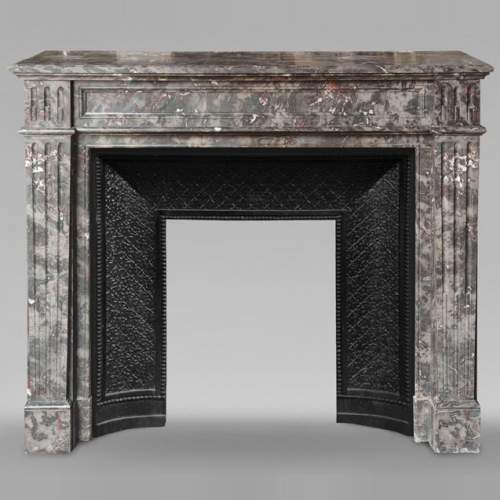 Louis XVI style molded marble mantel in Jourdan wood