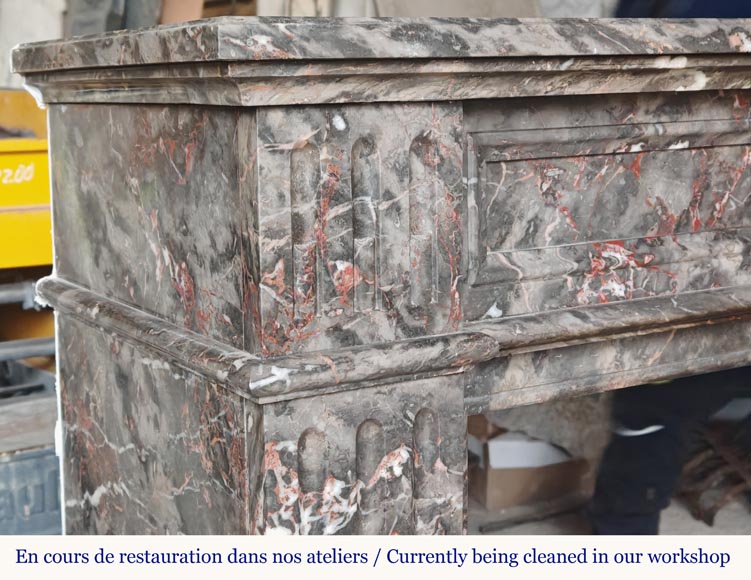 Louis XVI style molded marble mantel in Jourdan wood-3