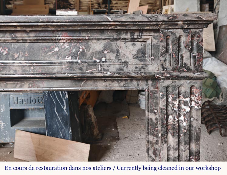Louis XVI style molded marble mantel in Jourdan wood-6