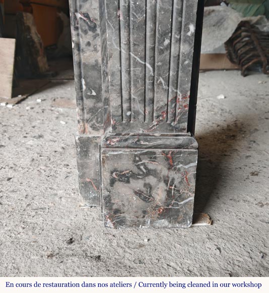 Louis XVI style molded marble mantel in Jourdan wood-7