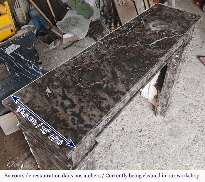 Louis XVI style molded marble mantel in Jourdan wood-8