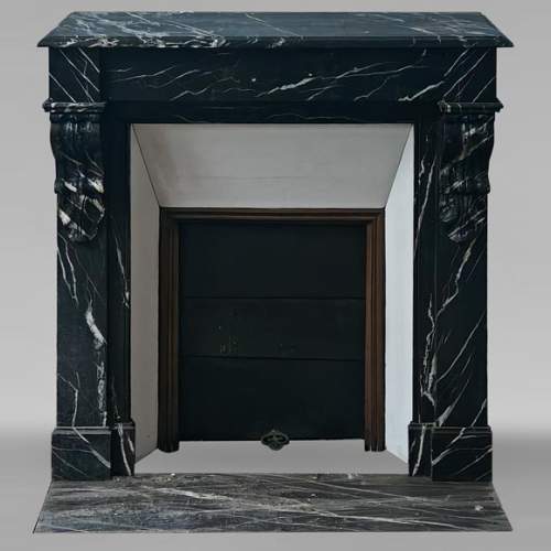 Napoleon III style mantel with black Marquina marble modillions