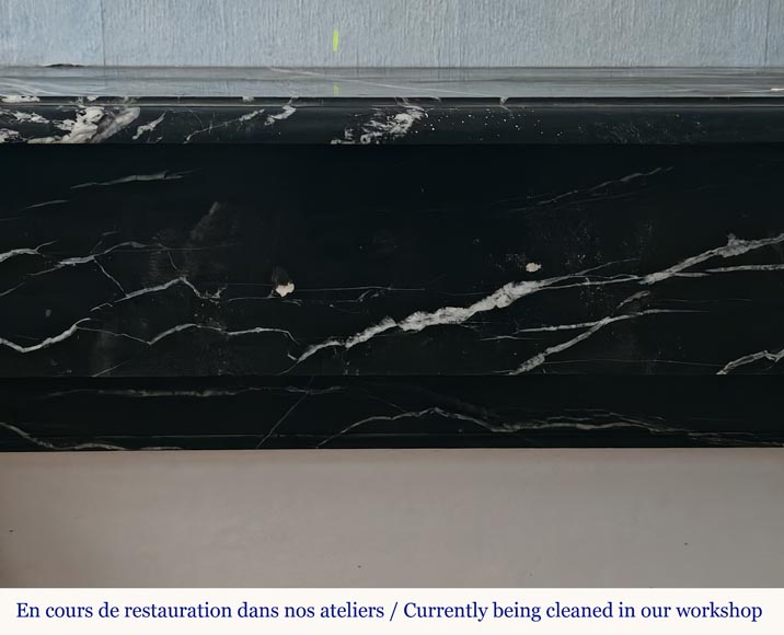 Napoleon III style mantel with black Marquina marble modillions-1