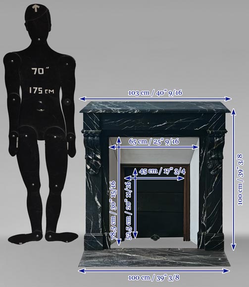 Napoleon III style mantel with black Marquina marble modillions-10