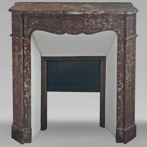 Louis XV style Pompadour mantel in Rouge du Nord marble