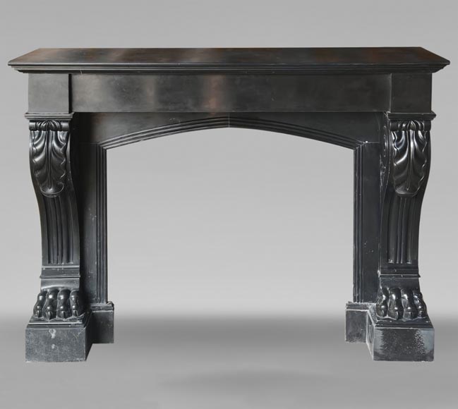 Lion paw mantel in fine black marble-0