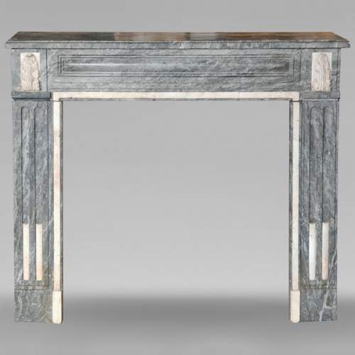 Louis XVI period two-tone Turquin marble mantel decorated with acanthus leaves