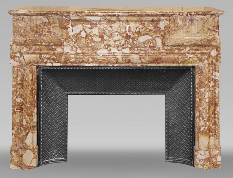 Louis XIV style fireplace in orange breccia marble-0