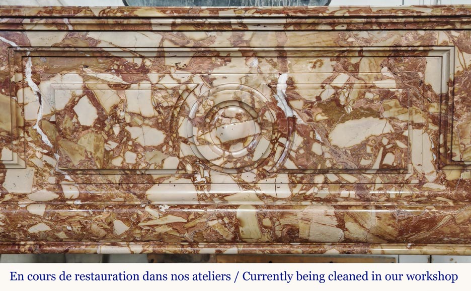 Louis XIV style fireplace in orange breccia marble-1