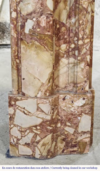 Louis XIV style fireplace in orange breccia marble-8