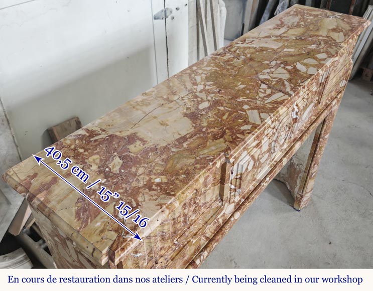 Louis XIV style fireplace in orange breccia marble-9