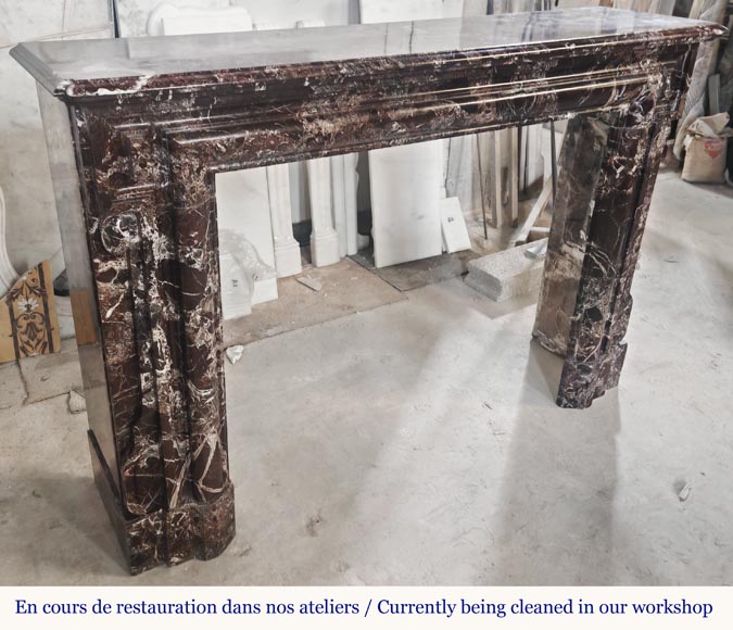  Louis XIV style fireplace with boudin in Levanto marble-1