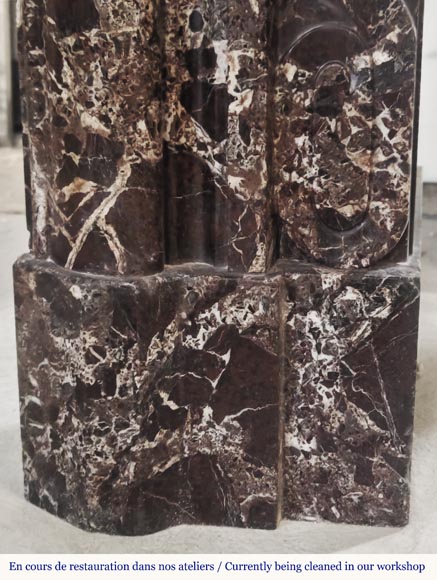  Louis XIV style fireplace with boudin in Levanto marble-3