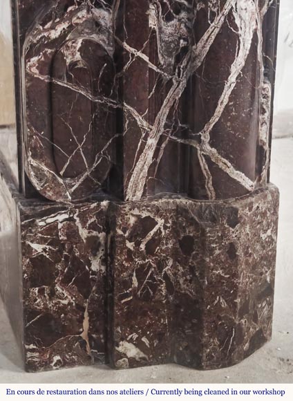  Louis XIV style fireplace with boudin in Levanto marble-5