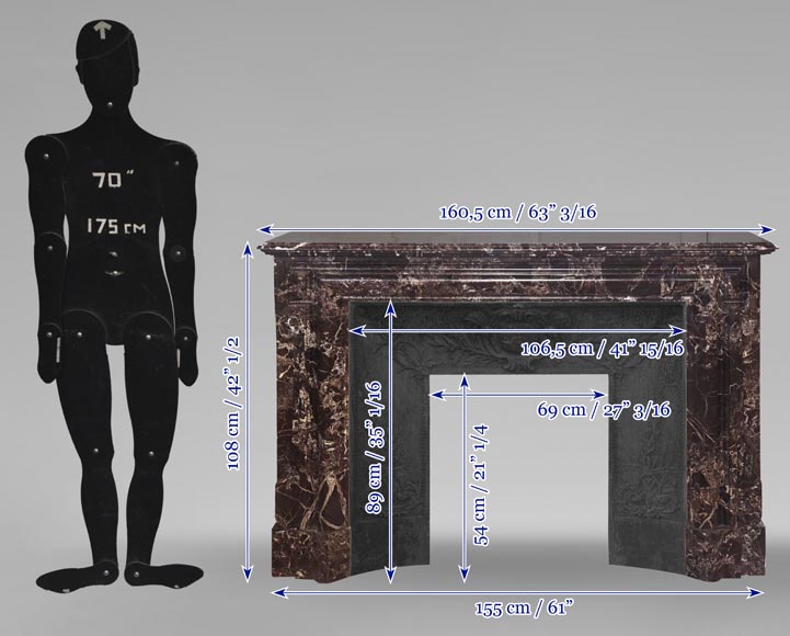  Louis XIV style fireplace with boudin in Levanto marble-7