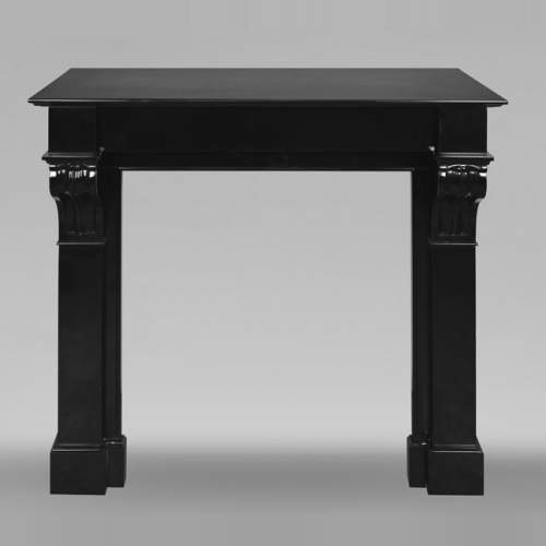 Napoleon III style fireplace with modillions, in fine black Belgian marble