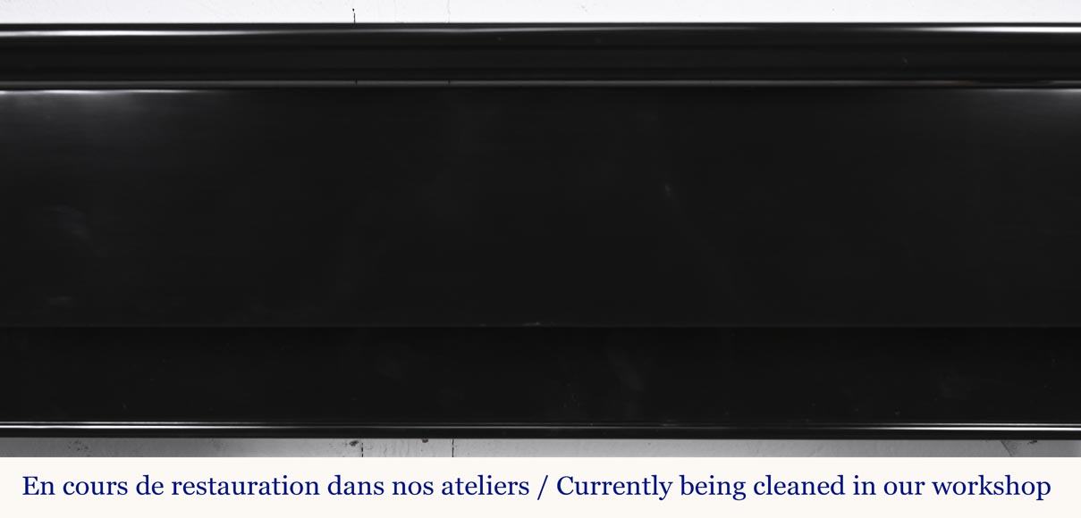 Napoleon III style fireplace with modillions, in fine black Belgian marble-1