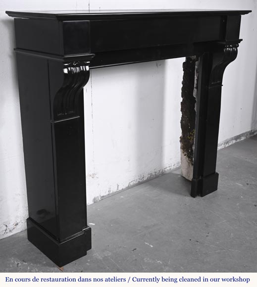 Napoleon III style fireplace with modillions, in fine black Belgian marble-2