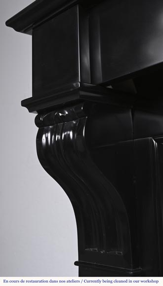 Napoleon III style fireplace with modillions, in fine black Belgian marble-4