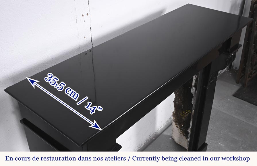 Napoleon III style fireplace with modillions, in fine black Belgian marble-9