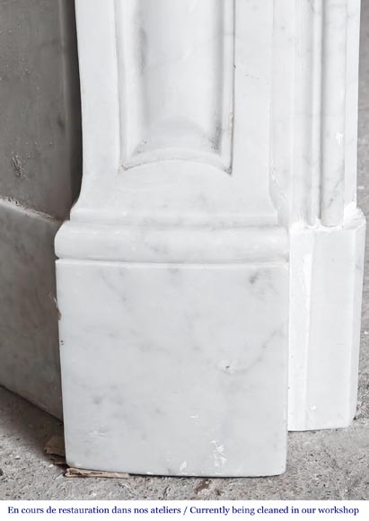 Louis XV style fireplace with an asymmetrical shell, in Carrara marble-6