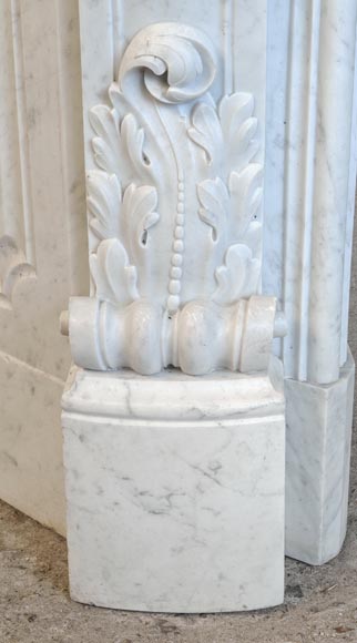 Louis XV style fireplace, highly sculpted in Carrara marble, from northern France-8