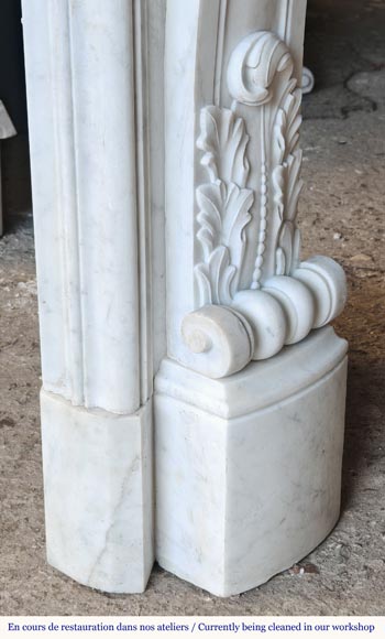 Louis XV style fireplace, highly sculpted in Carrara marble, from northern France-13