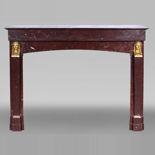 Empire period fireplace in Griotte Red marble, bronzes (attributed to Thomire)