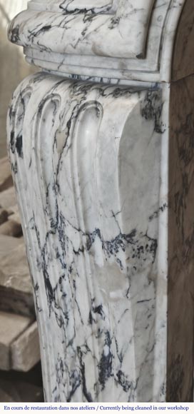  Large Louis XV style fireplace decorated with a large shell, in Seravezza marble-7