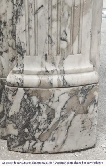  Large Louis XV style fireplace decorated with a large shell, in Seravezza marble-8