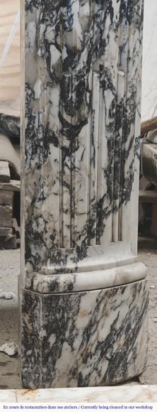  Large Louis XV style fireplace decorated with a large shell, in Seravezza marble-11
