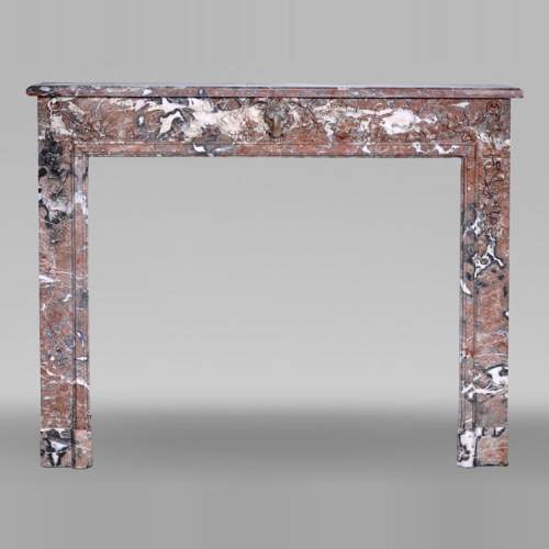 Louis XVI style fireplace in Rouge de Rance marble, 19th century