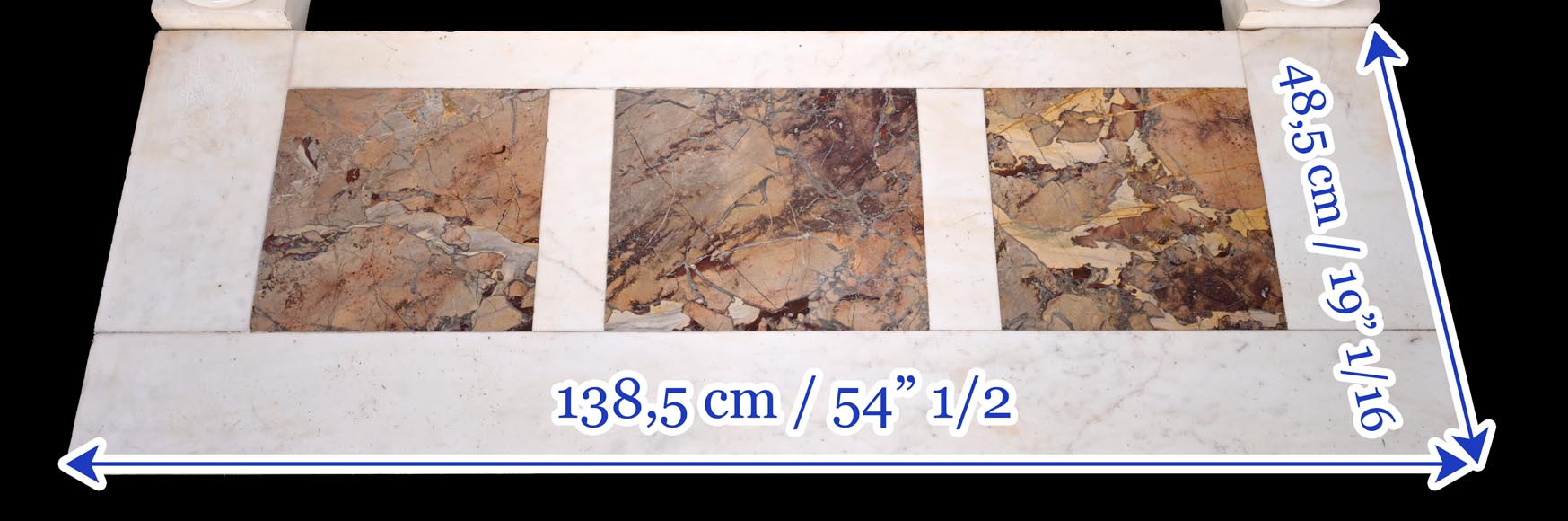 Very beautiful antique Louis XVI style fireplace in Statuary Carrara marble with quiver-shaped columns, after the model from the Chateau of Fontainebleau-11