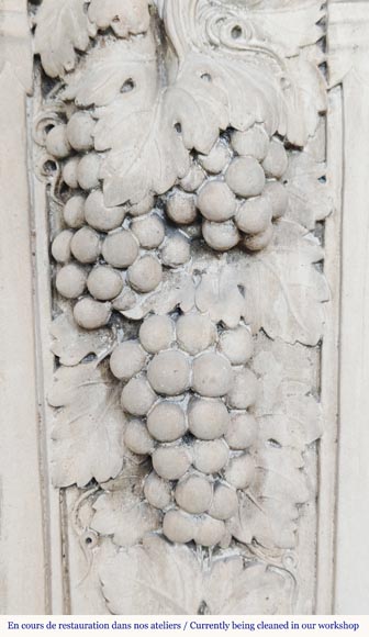 Napoleon III style fireplace in sculpted stone, with plant decoration-5
