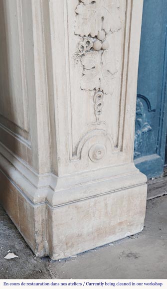 Napoleon III style fireplace in sculpted stone, with plant decoration-6