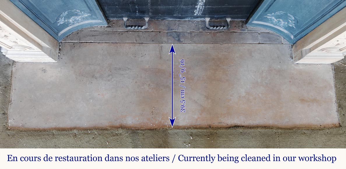 Napoleon III style fireplace in sculpted stone, with plant decoration-11