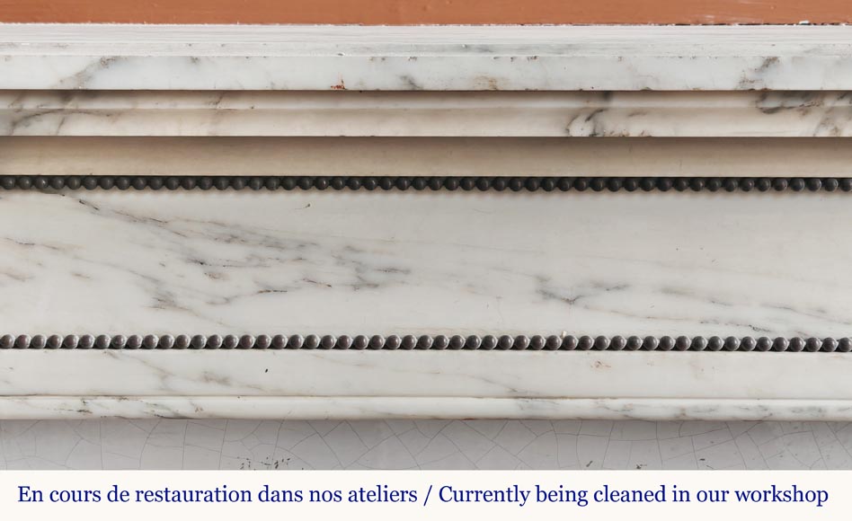 Louis XVI style fireplace with bronze decoration in Arabescato marble-1