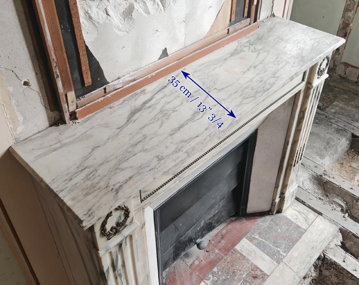 Louis XVI style fireplace with bronze decoration in Arabescato marble-9