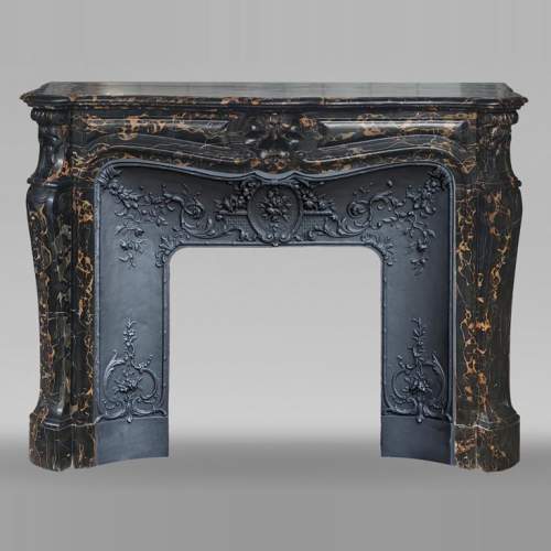 Louis XV style fireplace with shells in Portor marble