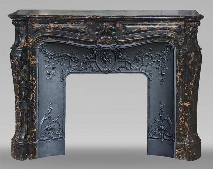 Louis XV style fireplace with shells in Portor marble-0