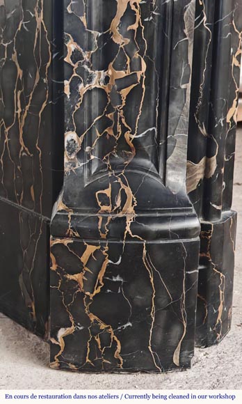 Louis XV style fireplace with shells in Portor marble-5